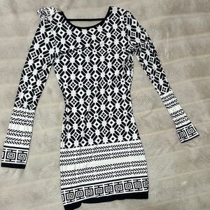 Geometric Black and White Dress